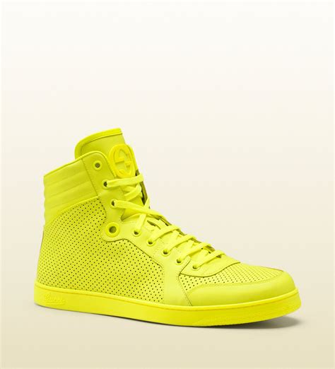 gucci sneakers for men high tops white black yellow|gucci high top sneakers sale.